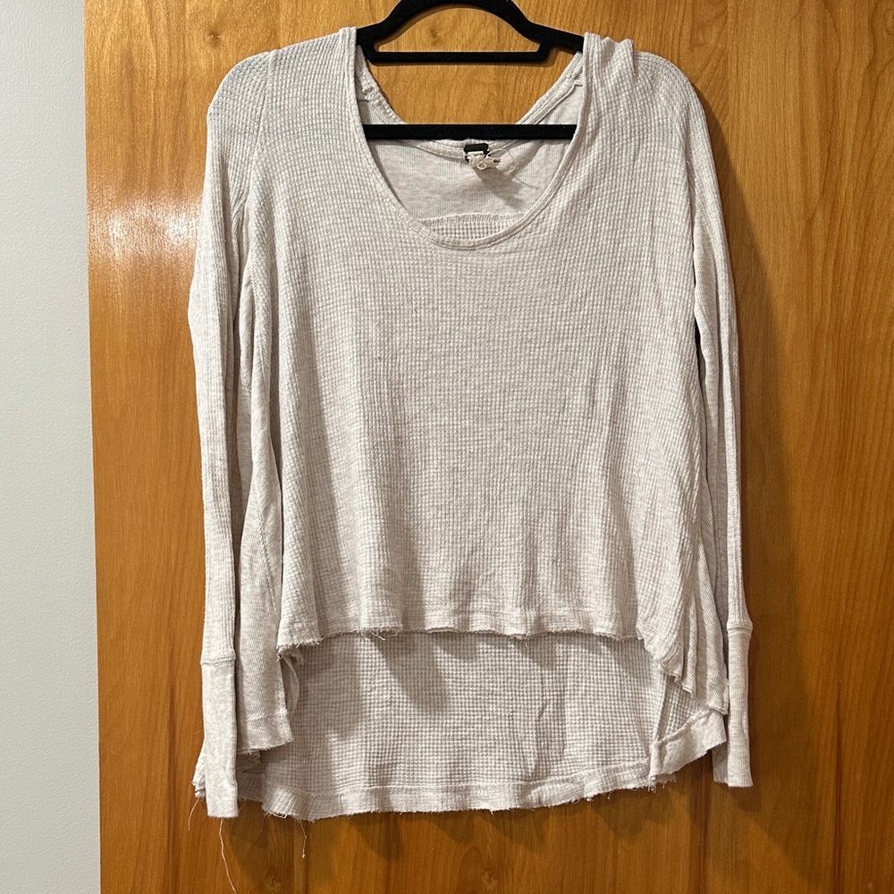 We The Free Cream Long Sleeve Waffle Knit Top